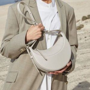 Polene Numero Dix White NWT MONOCHROME CHALK TEXTURED LEATHER